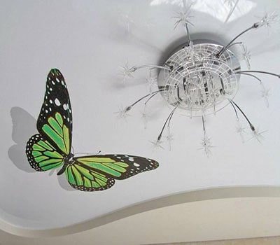 3-d бабочка на натяжном потолке